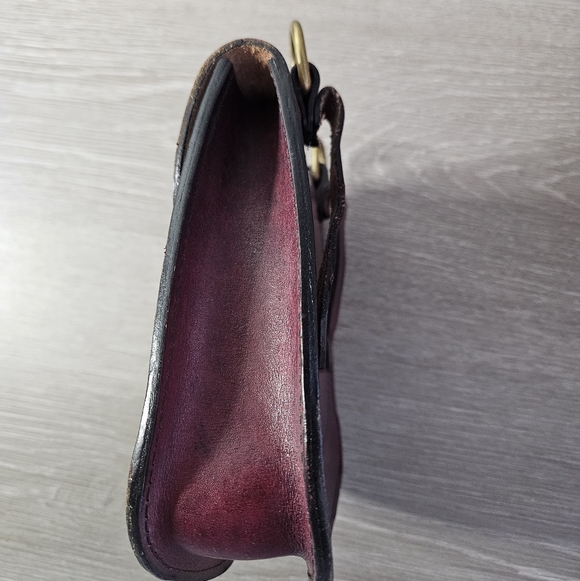 Hand Crafted Deep Red Leather Crossbody Bag - Picture 3 of 7